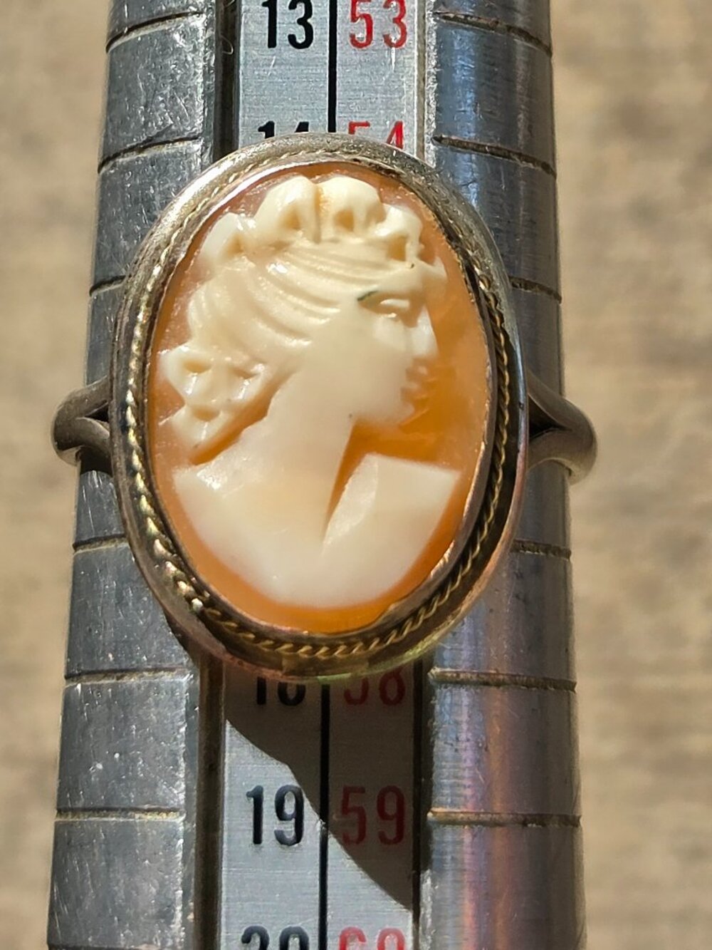 Antique Victorian Vintage Sterling Silver Shell Cameo Ring Size 7.5